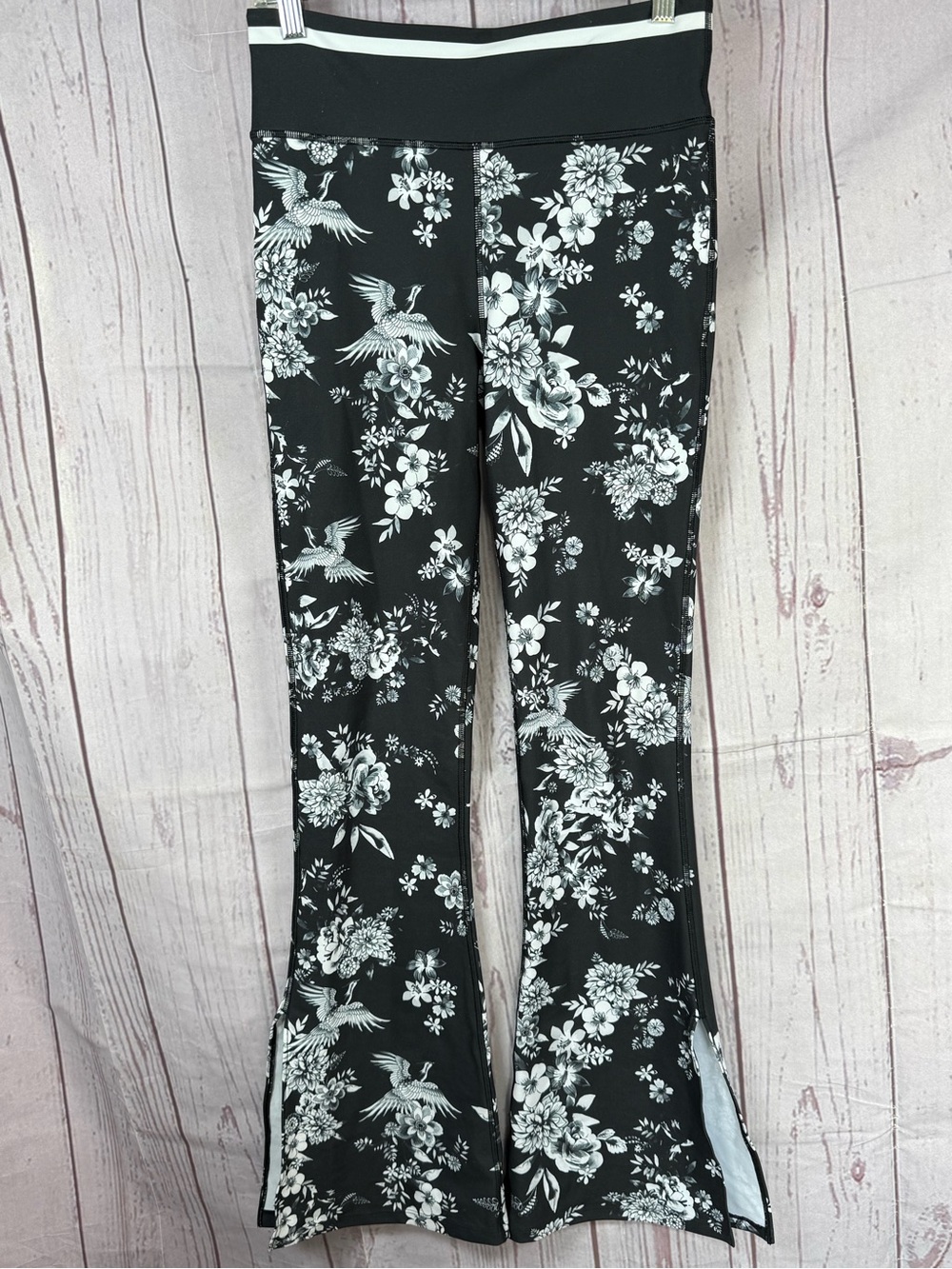Johnny Was Active Women’s Athletic Pants Flare Floral Side Slit High Rise Boho